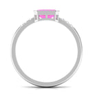 Rosec Jewels-Emerald Cut Pink Sapphire East West Engagement Ring with Diamond