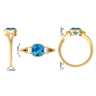 Rosec Jewels-Cushion Cut Swiss Blue Topaz Solitaire Ring with Diamond in Split Shank