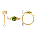 Rosec Jewels-Simple Cushion Cut Peridot Solitaire Engagement Ring with Diamond in Split Shank