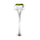 Rosec Jewels-Simple Cushion Cut Peridot Solitaire Engagement Ring with Diamond in Split Shank