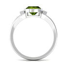 Rosec Jewels-Simple Cushion Cut Peridot Solitaire Engagement Ring with Diamond in Split Shank