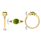 Rosec Jewels-Simple Cushion Cut Peridot Solitaire Engagement Ring with Diamond in Split Shank