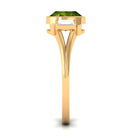 Rosec Jewels-Simple Cushion Cut Peridot Solitaire Engagement Ring with Diamond in Split Shank