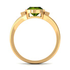 Rosec Jewels-Simple Cushion Cut Peridot Solitaire Engagement Ring with Diamond in Split Shank