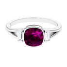 Rosec Jewels-3.25 CT Cushion Cut Rhodolite Solitaire Engagement Ring with Split Shank Diamond