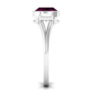 Rosec Jewels-3.25 CT Cushion Cut Rhodolite Solitaire Engagement Ring with Split Shank Diamond