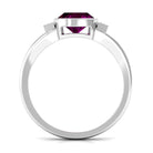 Rosec Jewels-3.25 CT Cushion Cut Rhodolite Solitaire Engagement Ring with Split Shank Diamond