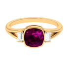 Rosec Jewels-3.25 CT Cushion Cut Rhodolite Solitaire Engagement Ring with Split Shank Diamond