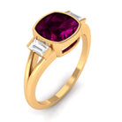 Rosec Jewels-3.25 CT Cushion Cut Rhodolite Solitaire Engagement Ring with Split Shank Diamond