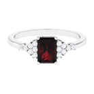 Rosec Jewels-Octagon Cut Garnet and Diamond Solitaire Engagement Ring