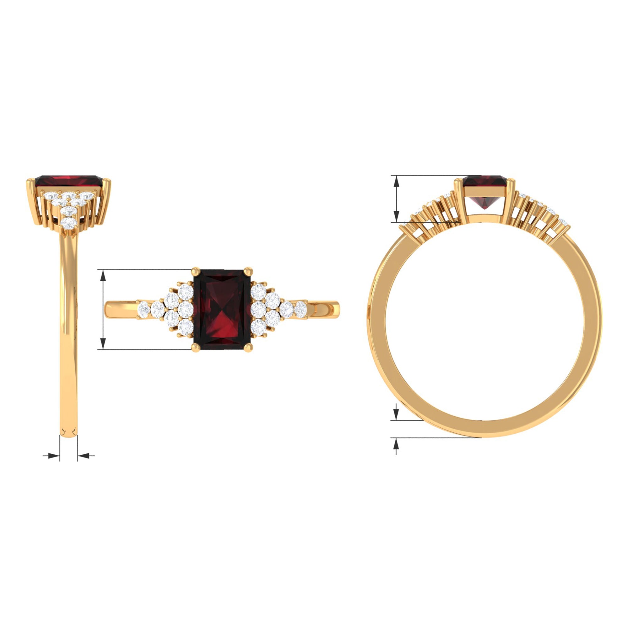 Rosec Jewels-Octagon Cut Garnet and Diamond Solitaire Engagement Ring