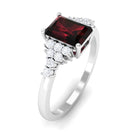 Rosec Jewels-Octagon Cut Garnet and Diamond Solitaire Engagement Ring