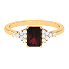 Rosec Jewels-Octagon Cut Garnet and Diamond Solitaire Engagement Ring