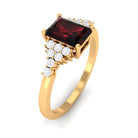 Rosec Jewels-Octagon Cut Garnet and Diamond Solitaire Engagement Ring