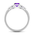 Rosec Jewels-Octagon Cut Amethyst Solitaire Engagement Ring with Diamond