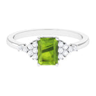 Rosec Jewels-Emerald Cut Peridot and Diamond Solitaire Engagement Ring