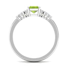 Rosec Jewels-Emerald Cut Peridot and Diamond Solitaire Engagement Ring