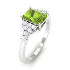 Rosec Jewels-Emerald Cut Peridot and Diamond Solitaire Engagement Ring