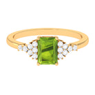 Rosec Jewels-Emerald Cut Peridot and Diamond Solitaire Engagement Ring