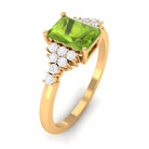 Rosec Jewels-Emerald Cut Peridot and Diamond Solitaire Engagement Ring