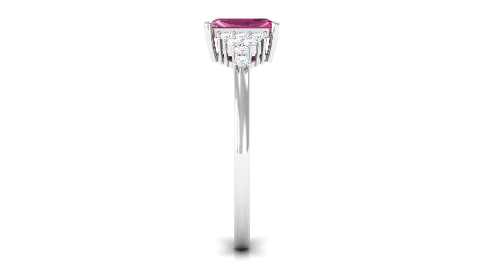 Rosec Jewels-Octagon Cut Pink Tourmaline and Diamond Solitaire Engagement Ring