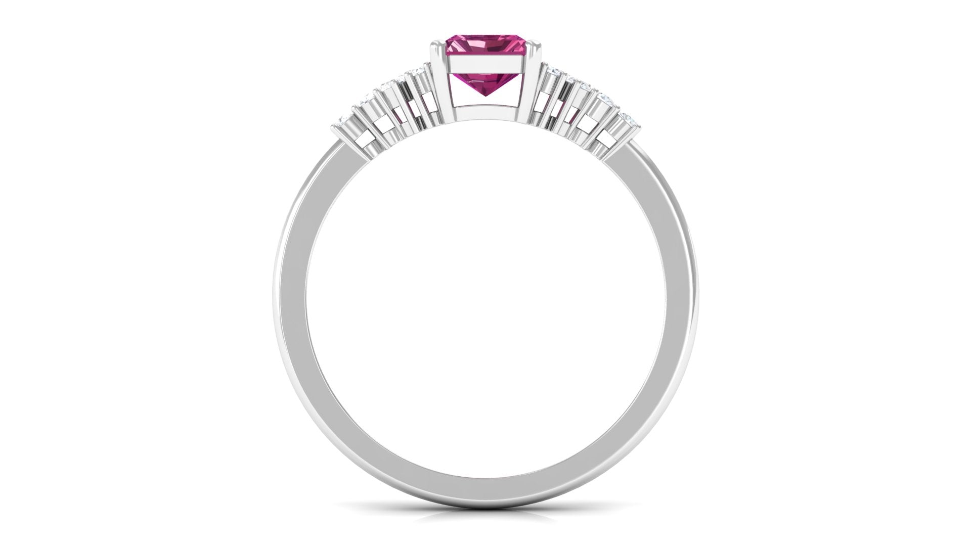 Rosec Jewels-Octagon Cut Pink Tourmaline and Diamond Solitaire Engagement Ring