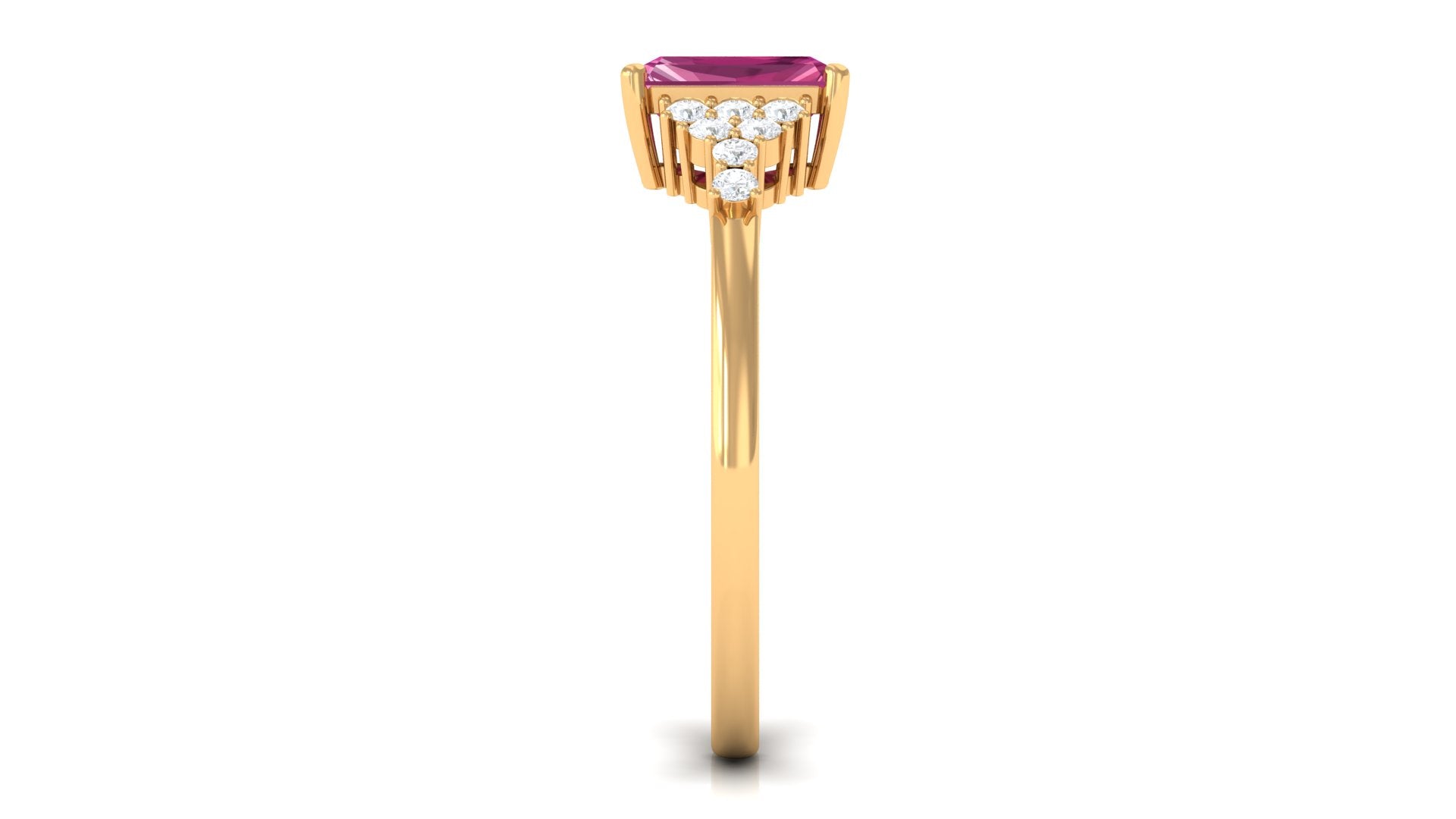 Rosec Jewels-Octagon Cut Pink Tourmaline and Diamond Solitaire Engagement Ring