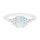 Rosec Jewels-Octagon Cut Ethiopian Opal and Diamond Solitaire Engagement Ring