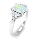 Rosec Jewels-Octagon Cut Ethiopian Opal and Diamond Solitaire Engagement Ring