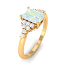 Rosec Jewels-Octagon Cut Ethiopian Opal and Diamond Solitaire Engagement Ring