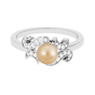 Rosec Jewels-Designer South Sea Pearl Engagement Ring with Diamond