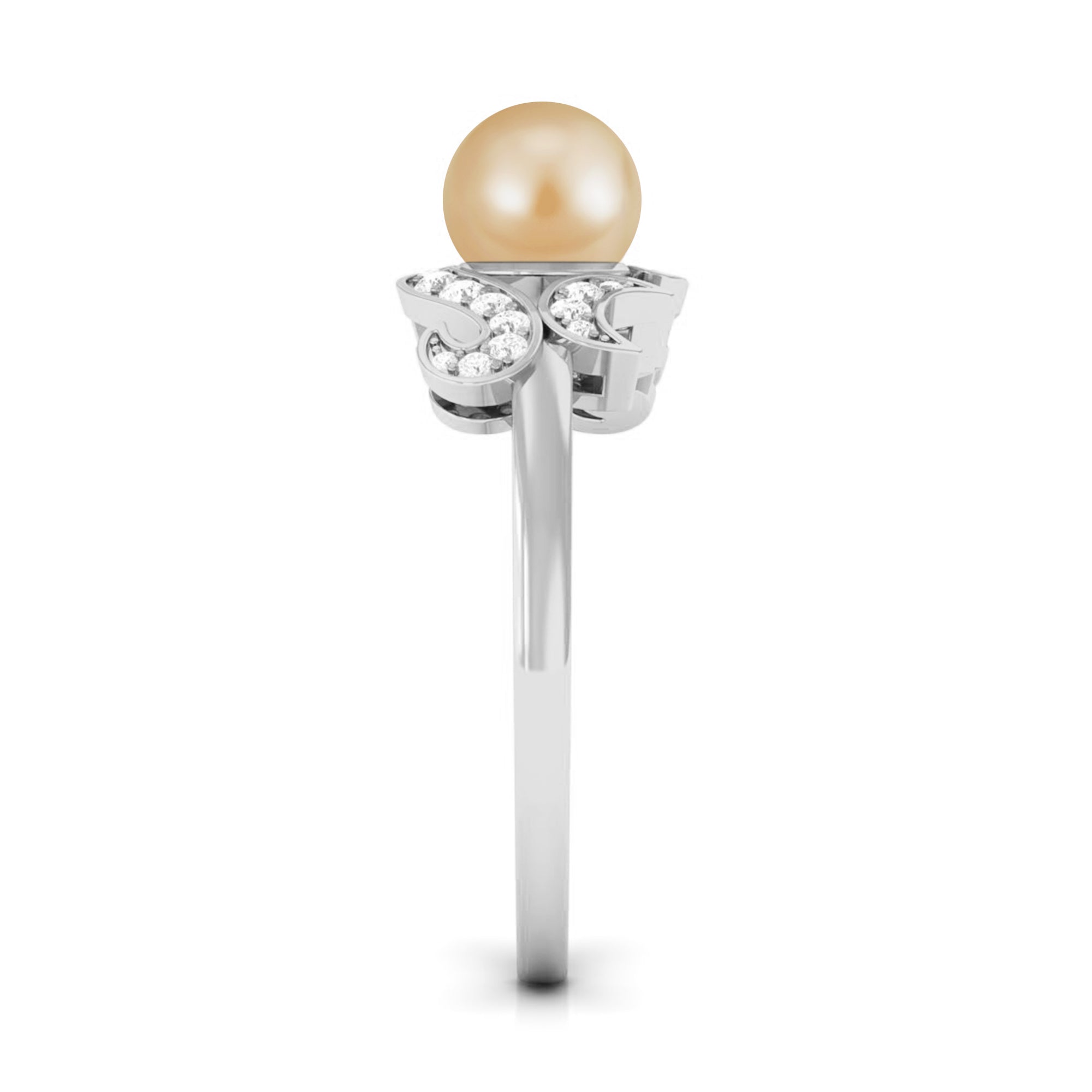 Rosec Jewels-Designer South Sea Pearl Engagement Ring with Diamond