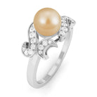 Rosec Jewels-Designer South Sea Pearl Engagement Ring with Diamond