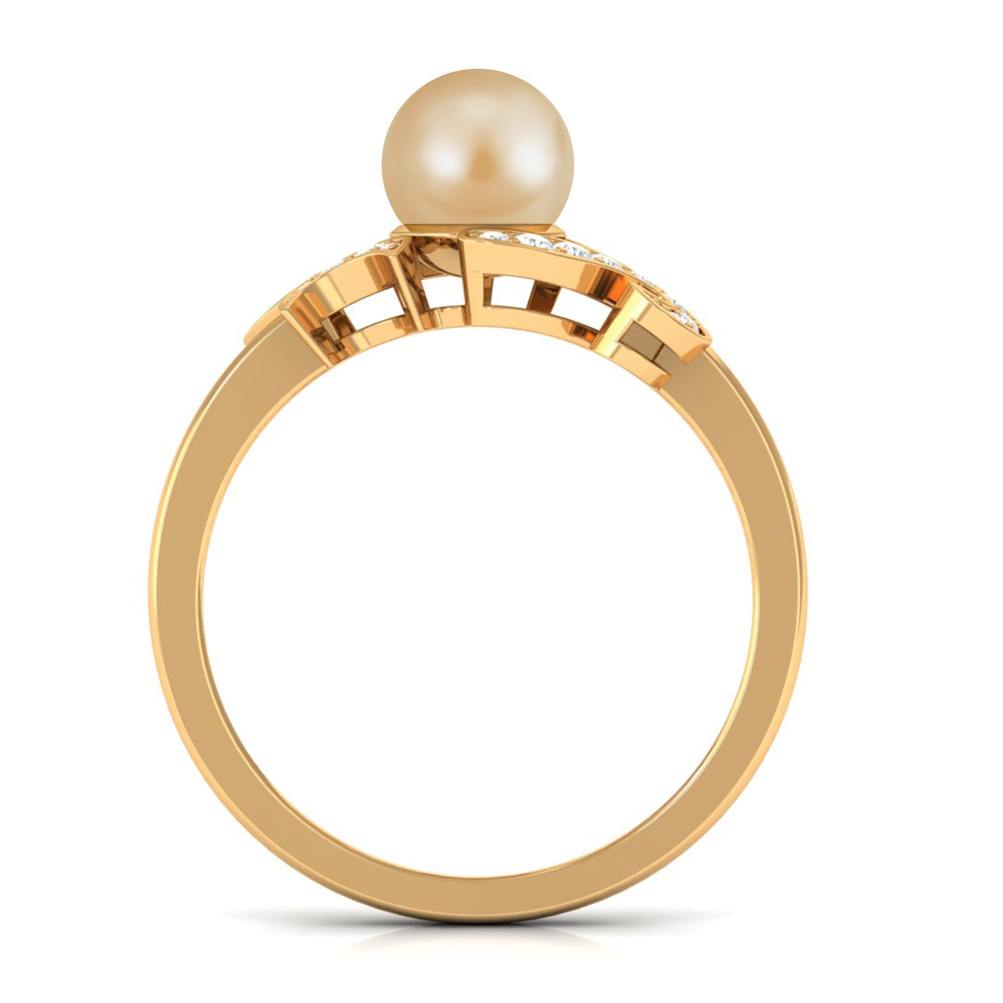 Rosec Jewels-Designer South Sea Pearl Engagement Ring with Diamond