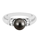 Rosec Jewels-8.75 CT Tahitian Pearl and Diamond Engagement Ring