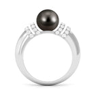 Rosec Jewels-8.75 CT Tahitian Pearl and Diamond Engagement Ring