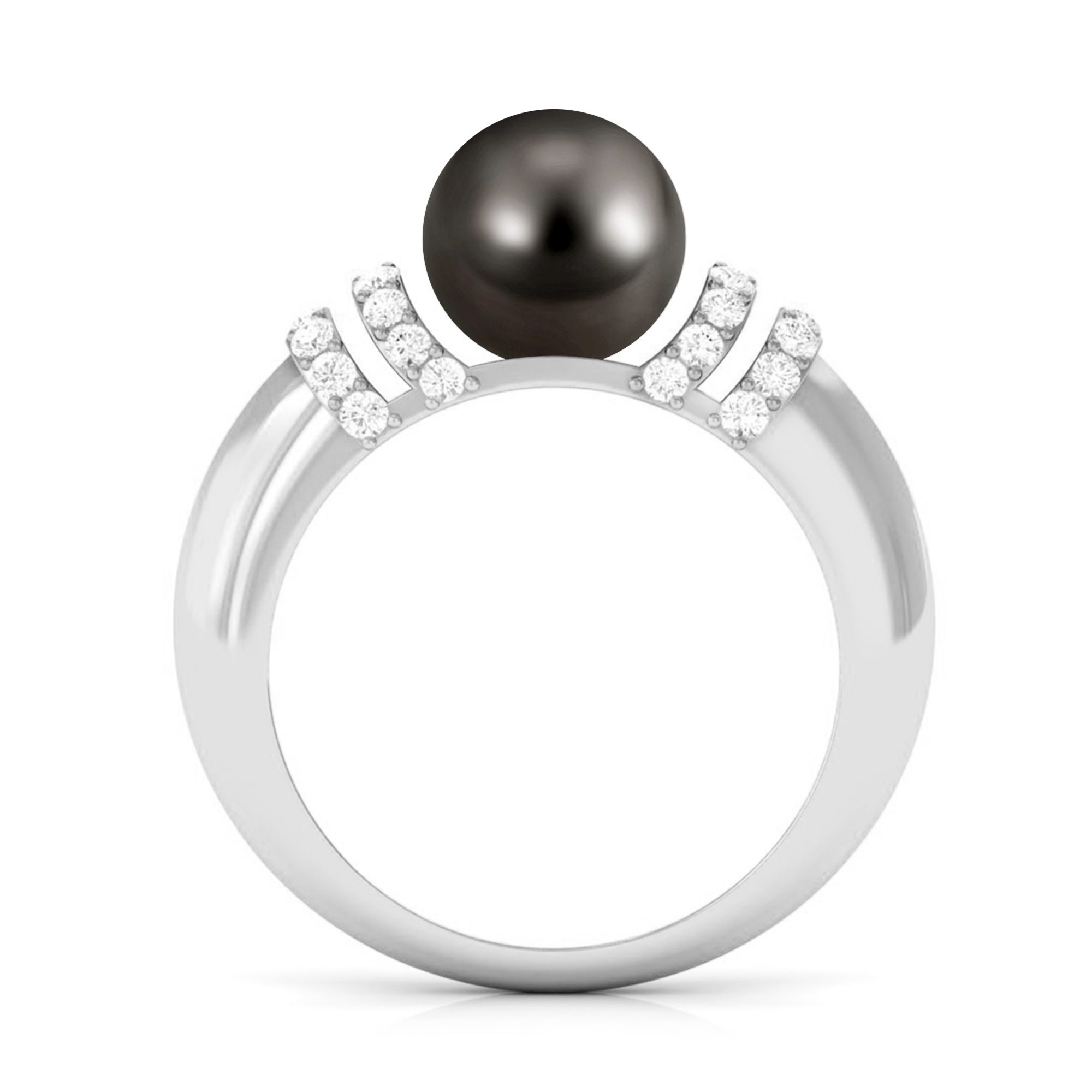 Rosec Jewels-8.75 CT Tahitian Pearl and Diamond Engagement Ring