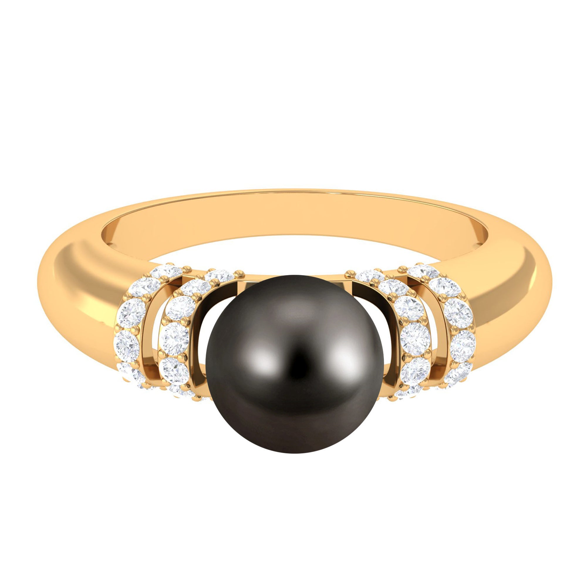 Rosec Jewels-8.75 CT Tahitian Pearl and Diamond Engagement Ring