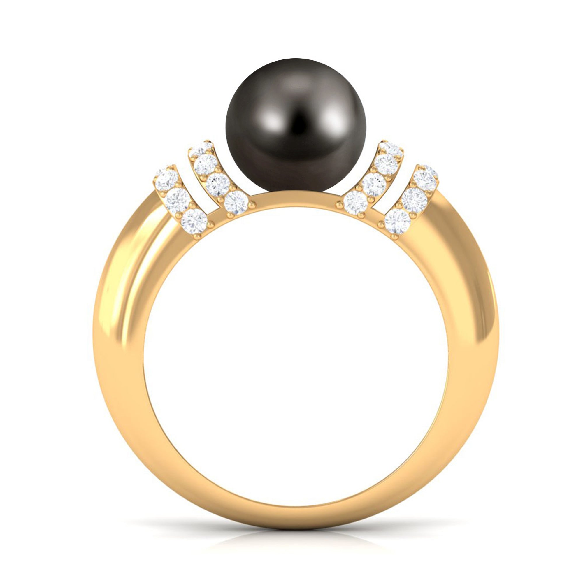 Rosec Jewels-8.75 CT Tahitian Pearl and Diamond Engagement Ring