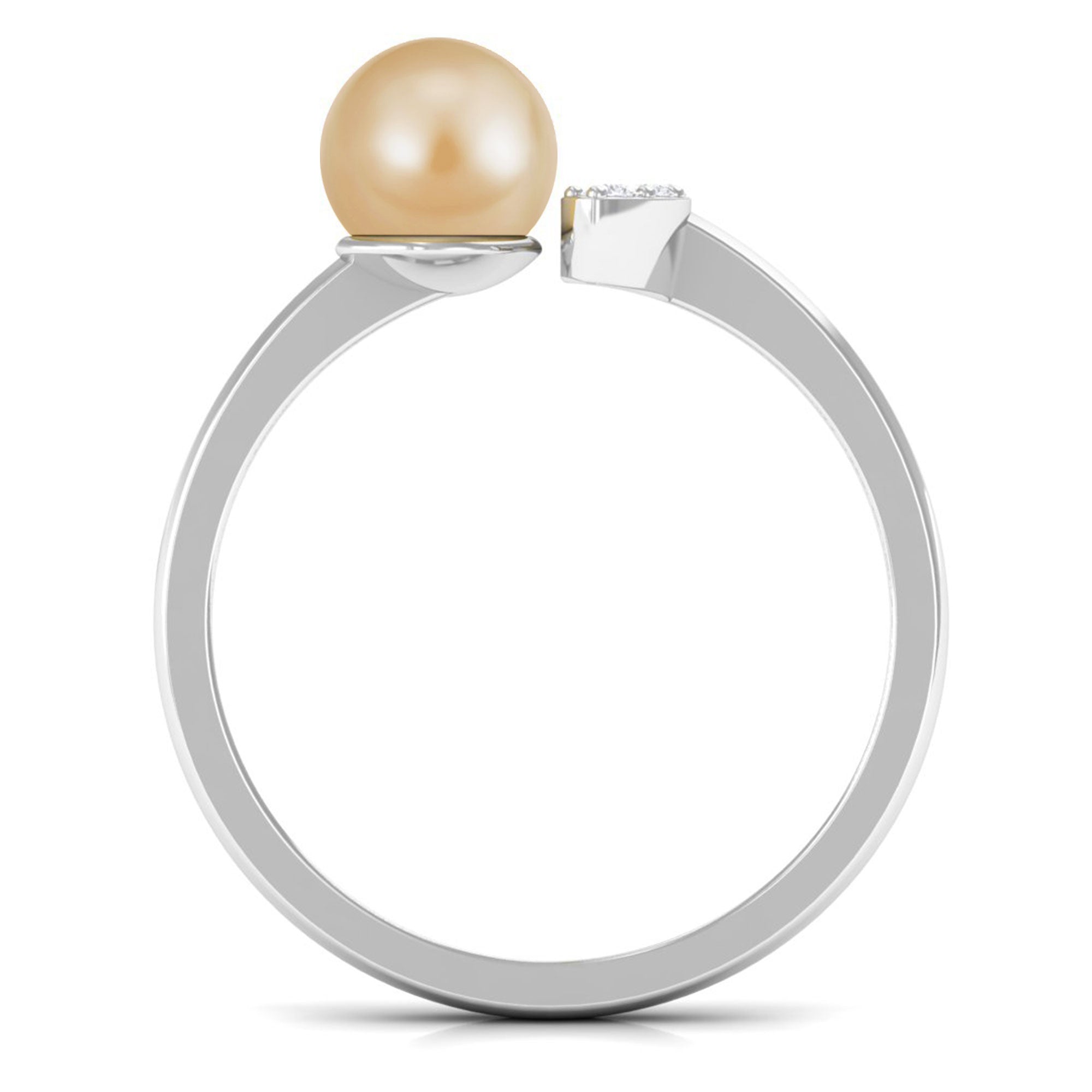 Rosec Jewels-Classic South Sea Pearl and Diamond Cuff Engagement Ring