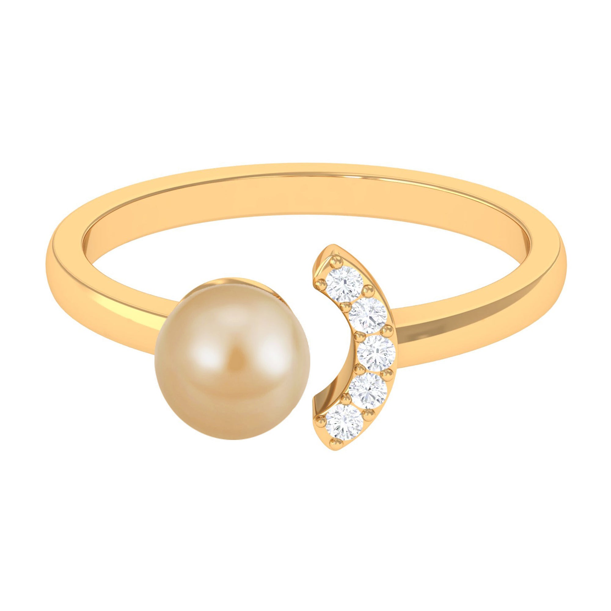 Rosec Jewels-Classic South Sea Pearl and Diamond Cuff Engagement Ring