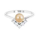 Rosec Jewels-Minimal South Sea Pearl and Diamond Chevron Engagement Ring