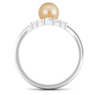 Rosec Jewels-Minimal South Sea Pearl and Diamond Chevron Engagement Ring