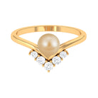 Rosec Jewels-Minimal South Sea Pearl and Diamond Chevron Engagement Ring