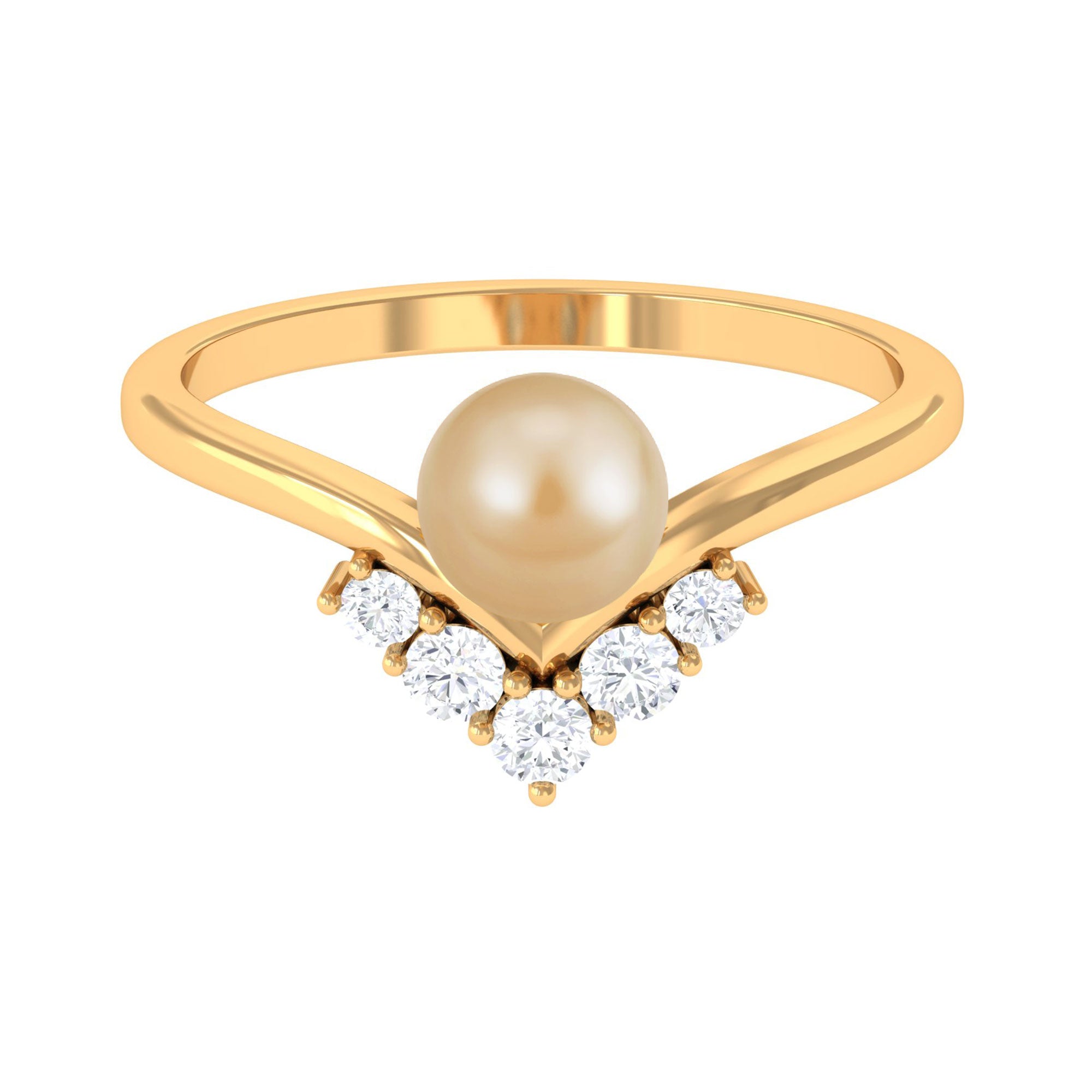 Rosec Jewels-Minimal South Sea Pearl and Diamond Chevron Engagement Ring