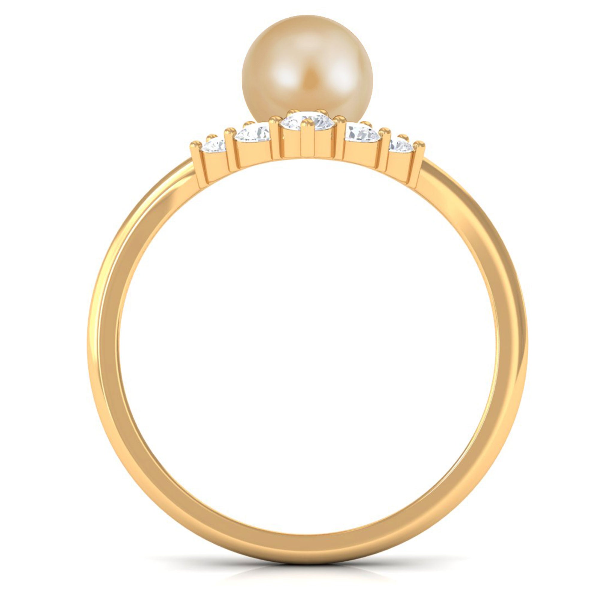 Rosec Jewels-Minimal South Sea Pearl and Diamond Chevron Engagement Ring