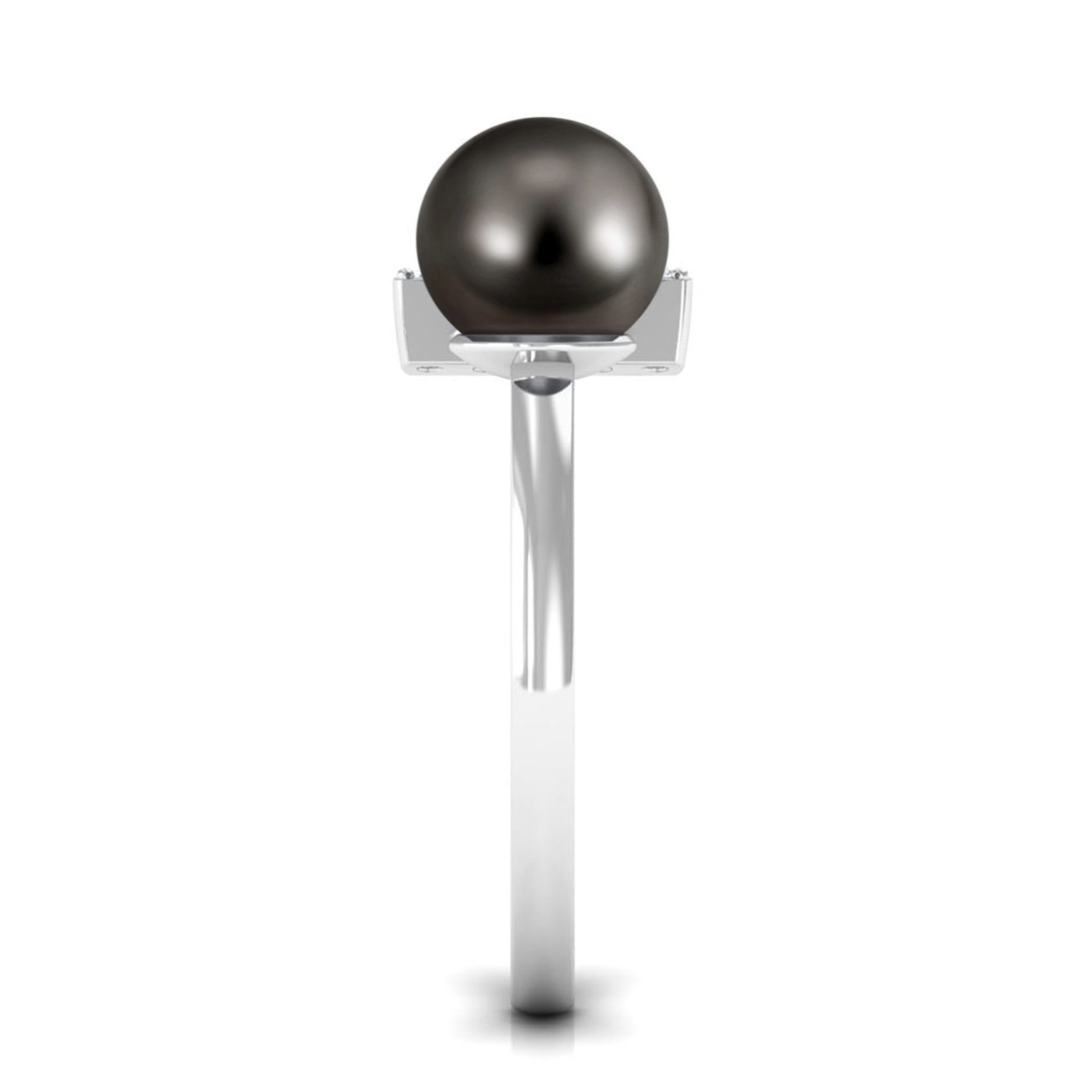 Rosec Jewels-Tahitian Pearl and Diamond Modern Cuff Engagement Ring