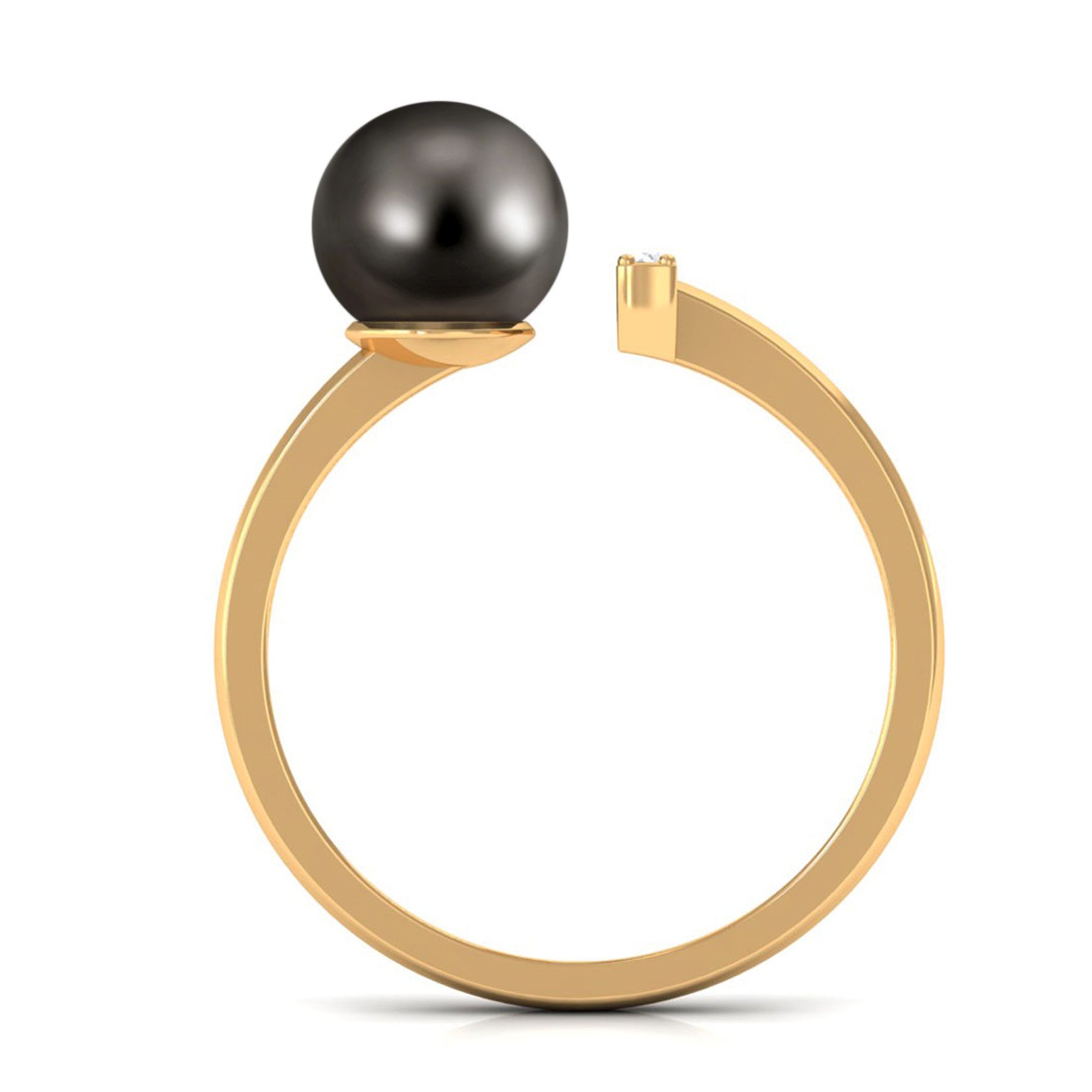 Rosec Jewels-Tahitian Pearl and Diamond Modern Cuff Engagement Ring