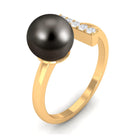 Rosec Jewels-Tahitian Pearl and Diamond Modern Cuff Engagement Ring