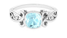 Rosec Jewels-2 CT Vintage Style Cushion Sky Blue Topaz Solitaire Ring in Bezel Setting